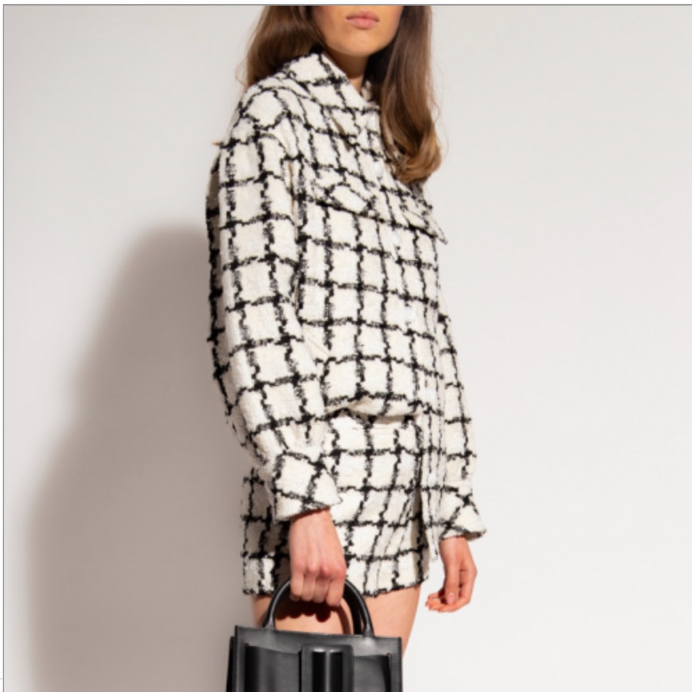 Diane Von Furstenberg Cream And Black Manon Tweed Jacket, Small